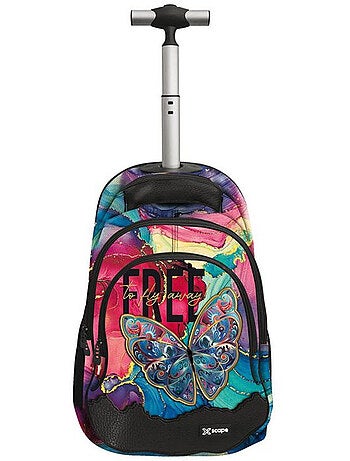 Sac à dos à roulettes Papillons 44 cm 2 compartiments zippés CMP