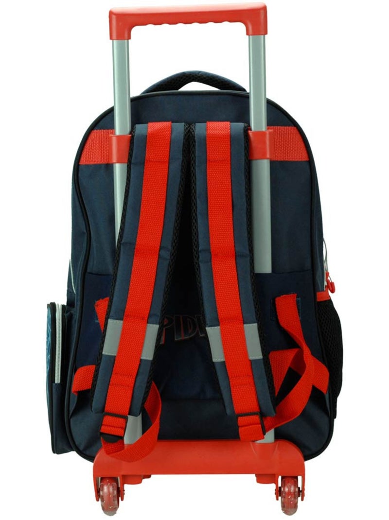 Sac à dos à roulettes Spider-Man imprimé en tissu haute qualité GIM Bleu marine/Orange fluo - Kiabi
