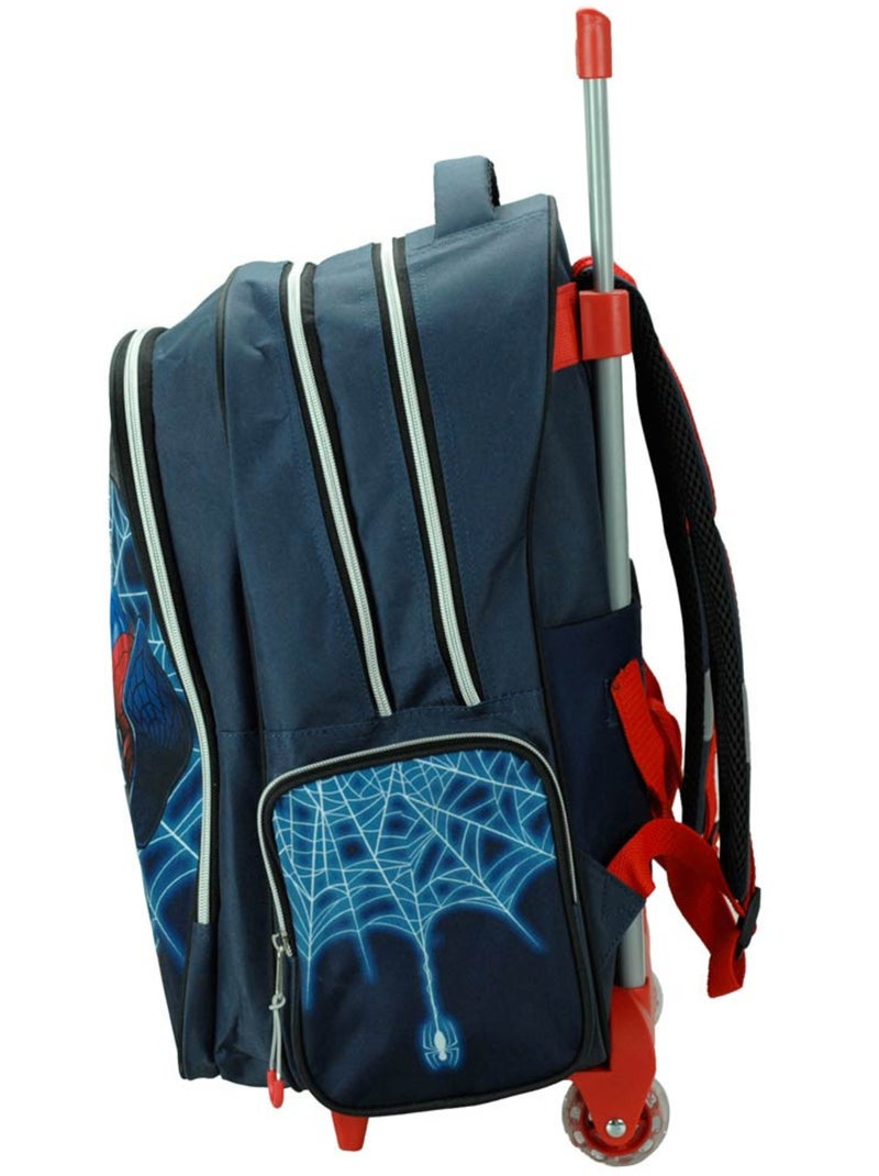Sac à dos à roulettes Spider-Man imprimé en tissu haute qualité GIM Bleu marine/Orange fluo - Kiabi