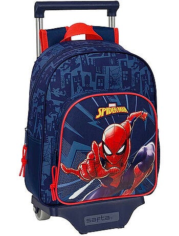 Sac à dos à roulettes Spiderman toile 28 cm bleu marine