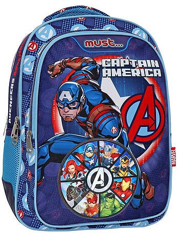 Sac à dos Avengers Captain America 3 compartiments zippés 32x18x43 Must