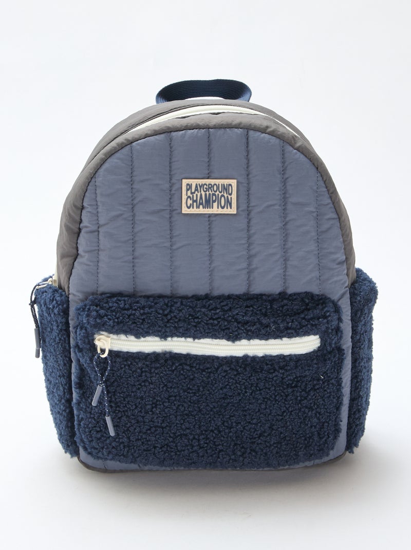 Sac à dos bi-matière Bleu - Kiabi