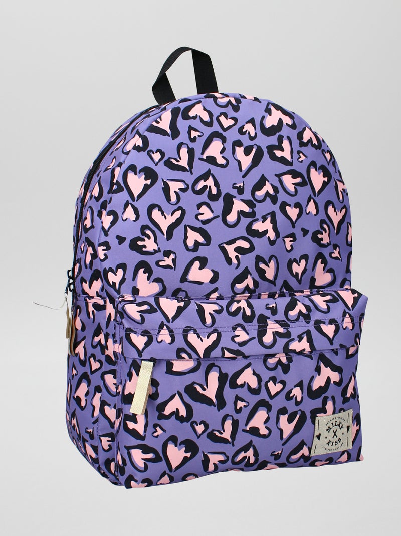 Sac à dos 'cœurs' en toile Violet - Kiabi