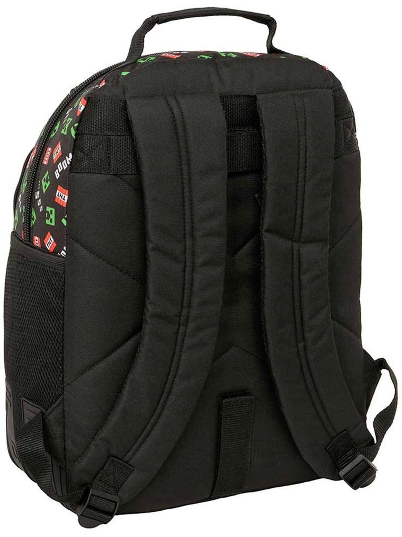 Sac à dos école Minecraft Creeper 2 compartiments zippés 42 x 32 x 15 Gris Multicolore Bleu - Kiabi