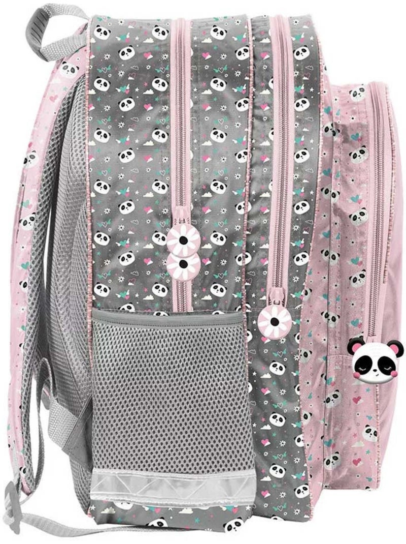 Sac à dos école panda Love 2 compartiments imperméable Gris/Multicolore - Kiabi
