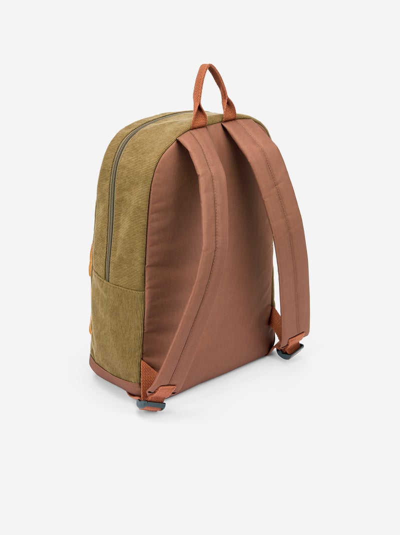 Sac à dos effet velours Kaki - Kiabi