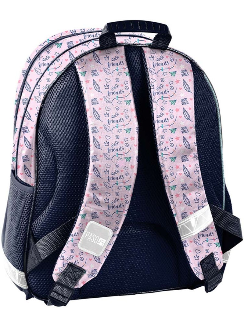 Sac à dos enfant Chaton Blanc 38 cm , 2 poches zippées Bleu Rose foncé Bleu - Kiabi