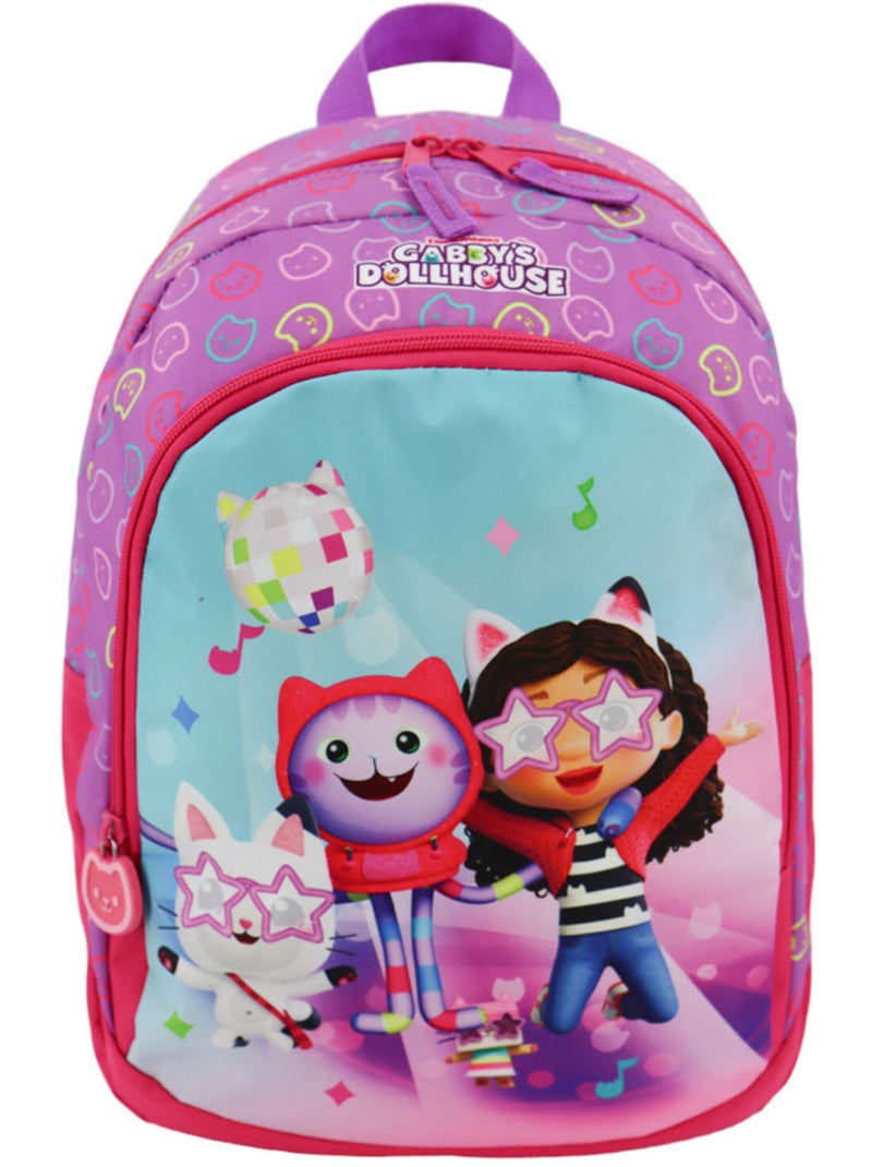 Sac à Dos enfant Gabby et la Maison Magique ambiance disco 38 CM Blanc Rose foncé - Kiabi