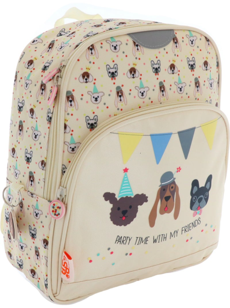 Sac à dos imprimé chiot en tissu synthétique avec piping pailleté Kid'Abord Rose clair - Kiabi