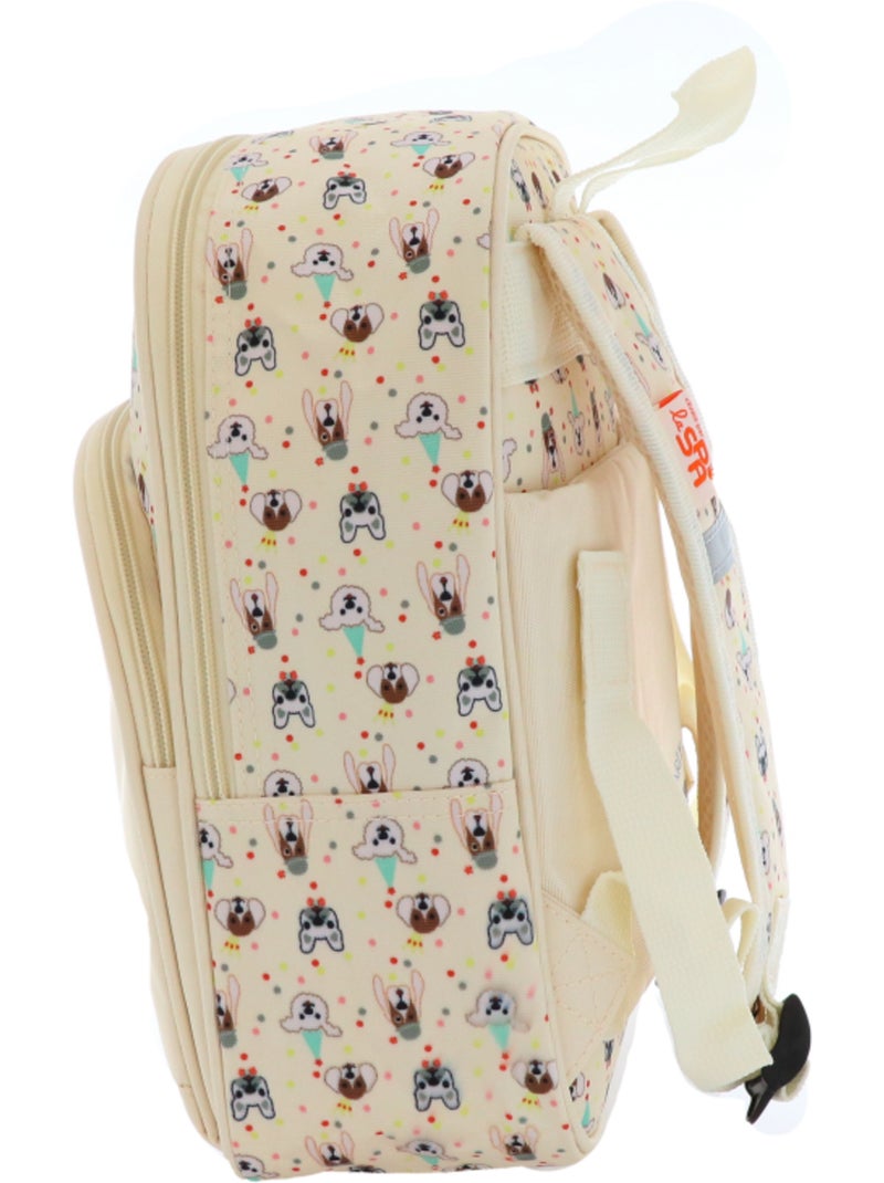 Sac à dos imprimé chiot en tissu synthétique avec piping pailleté Kid'Abord Rose clair - Kiabi