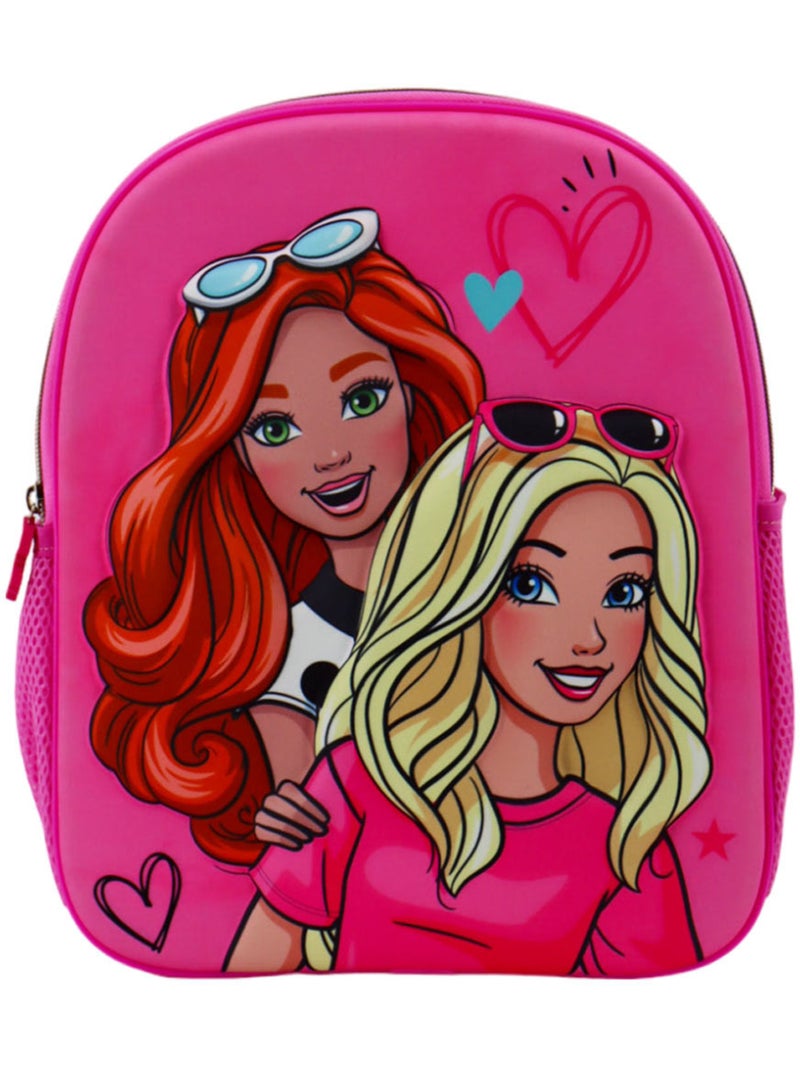 Sac à Dos Maternelle 3D Barbie personnages et coeurs 32 CM Rose - Kiabi