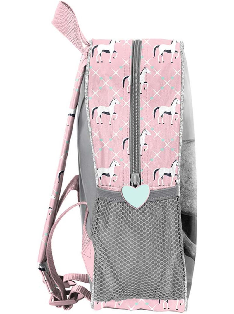 Sac à dos maternelle Paso toile effet canvas motif cheval 3D Blanc Rose clair Blanc - Kiabi