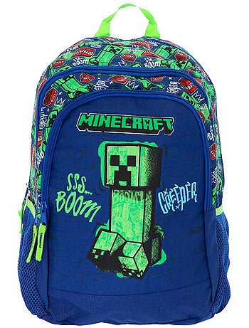 Sac à dos Minecraft Creeper Boom 42 x 31 x 20 cm à 2 compartiments zippés