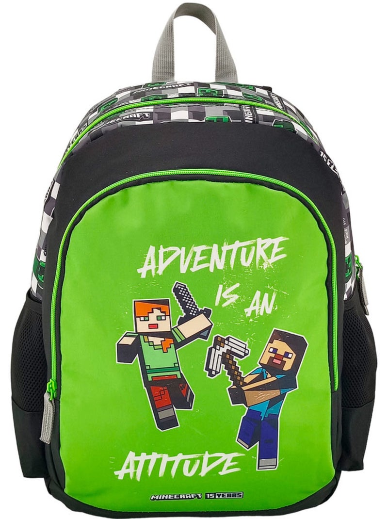 Sac à dos Minecraft motif pixelisé polyester Premium Noir Vert Bleu - Kiabi