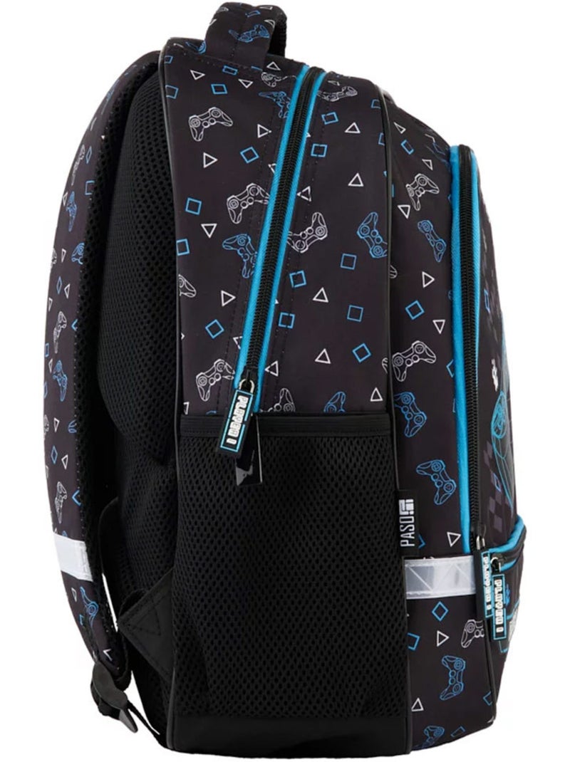 Sac à dos polyester imprimé Game On PASO Noir Bleu Blanc - Kiabi