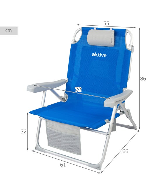 Sac à dos pour chaise de plage 55x66x86 cm 110 kg avec coussin, sac et poche aktive - Kiabi