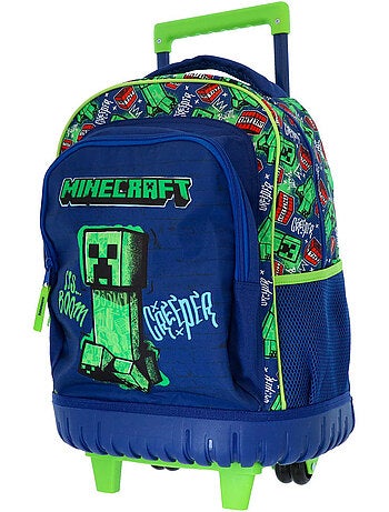 Sac à dos roulettes Minecraft Creeper Boom 43 cm à poignée télescopique