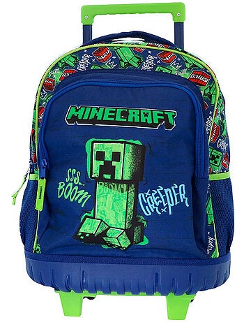 Sac à dos roulettes Minecraft Creeper Boom 43 cm à poignée télescopique