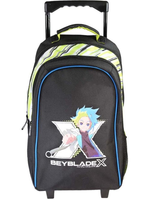 Sac à dos scolaire à roulettes garçon Beyblade X 38 cm noir et vert 2 compartiments - Kiabi Sac à dos scolaire à roulettes garçon Beyblade X 38 cm noir et vert 2 compartiments - Kiabi