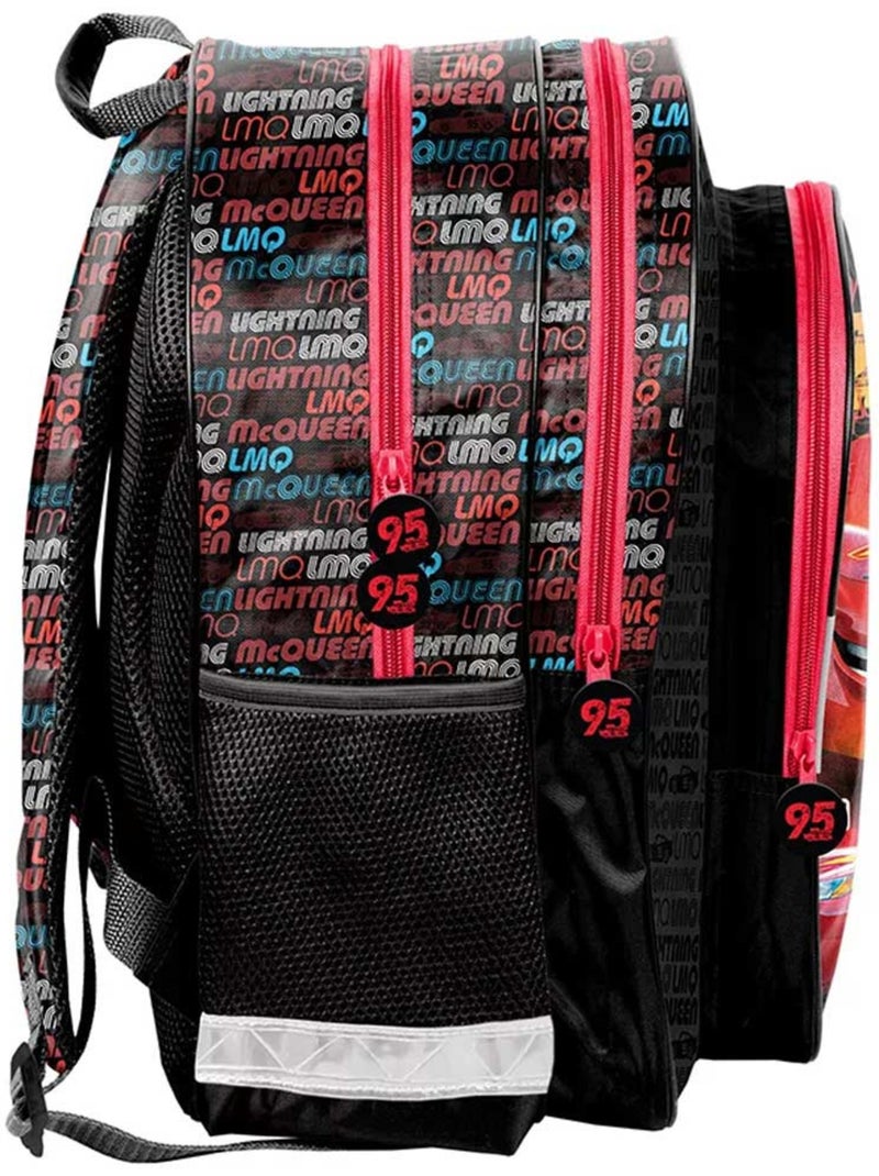 Sac à Dos Scolaire Cars Flash McQueen Fast 2 compartiments 38 CM Noir Rouge Blanc - Kiabi