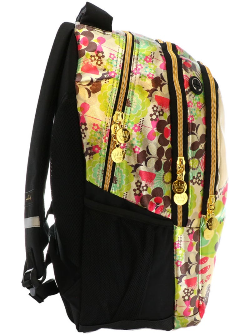Sac à dos scolaire en tissu métallisé motif floral Hallmark Blanc Doré Bleu - Kiabi