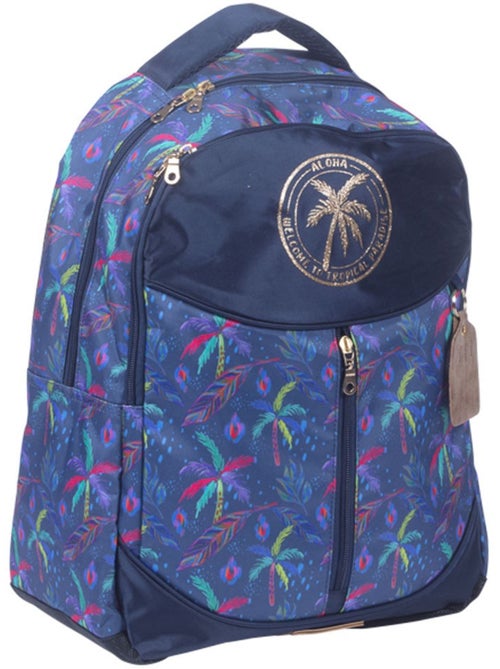 Sac à dos scolaire enfant 2 compartiments 42 cm 'Ettavee' – Aloha tropiques - Kiabi