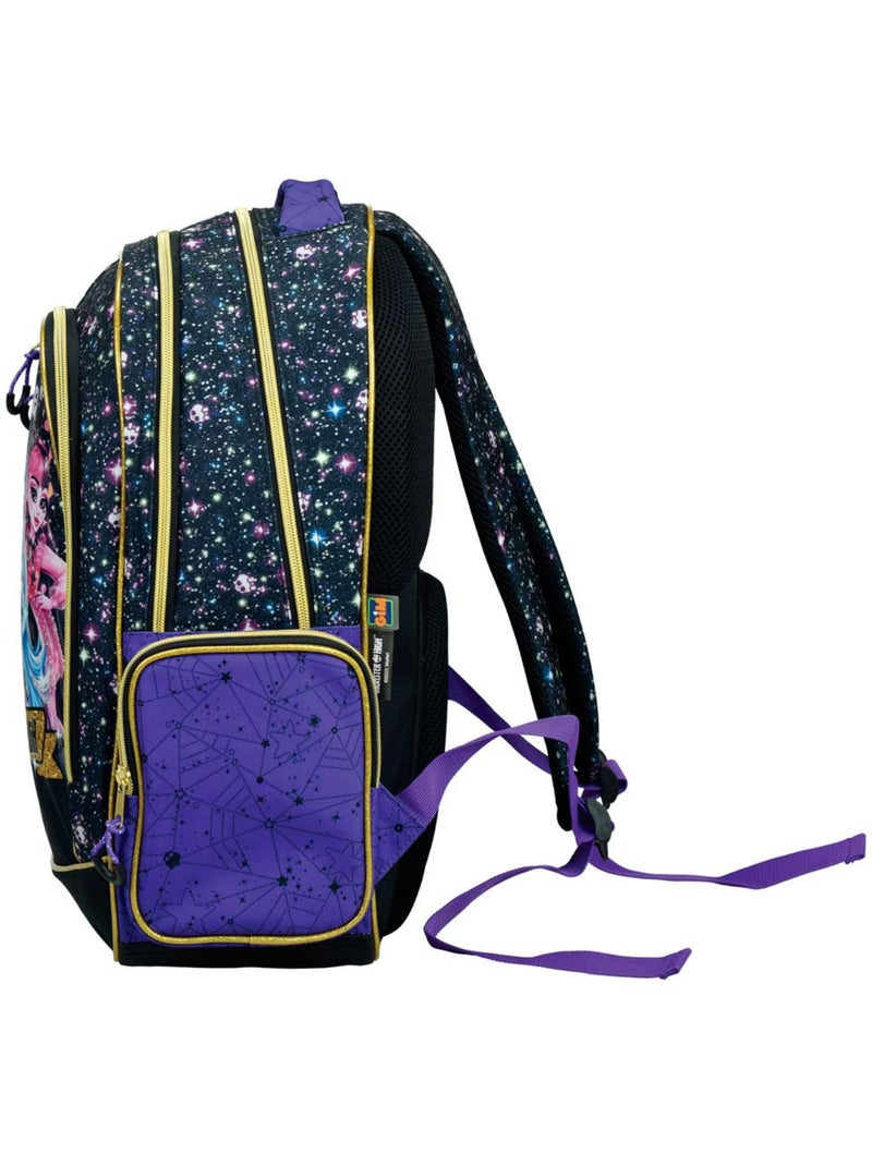 Sac à dos scolaire imprimé galaxie 2 compartiments Monster High Noir Violet Bleu - Kiabi