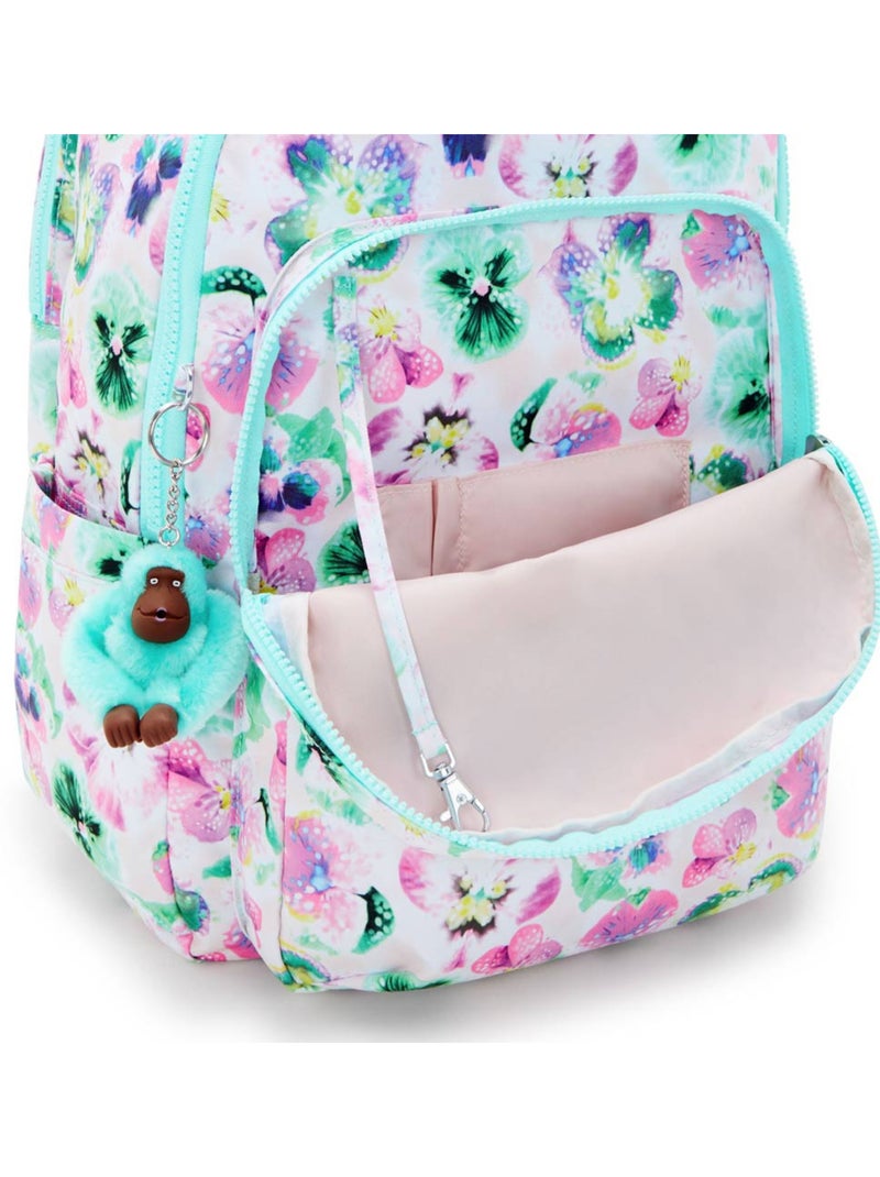 Sac à dos scolaire Kipling Seoul en tissu synthétique imprimé floral Vert/Rose - Kiabi