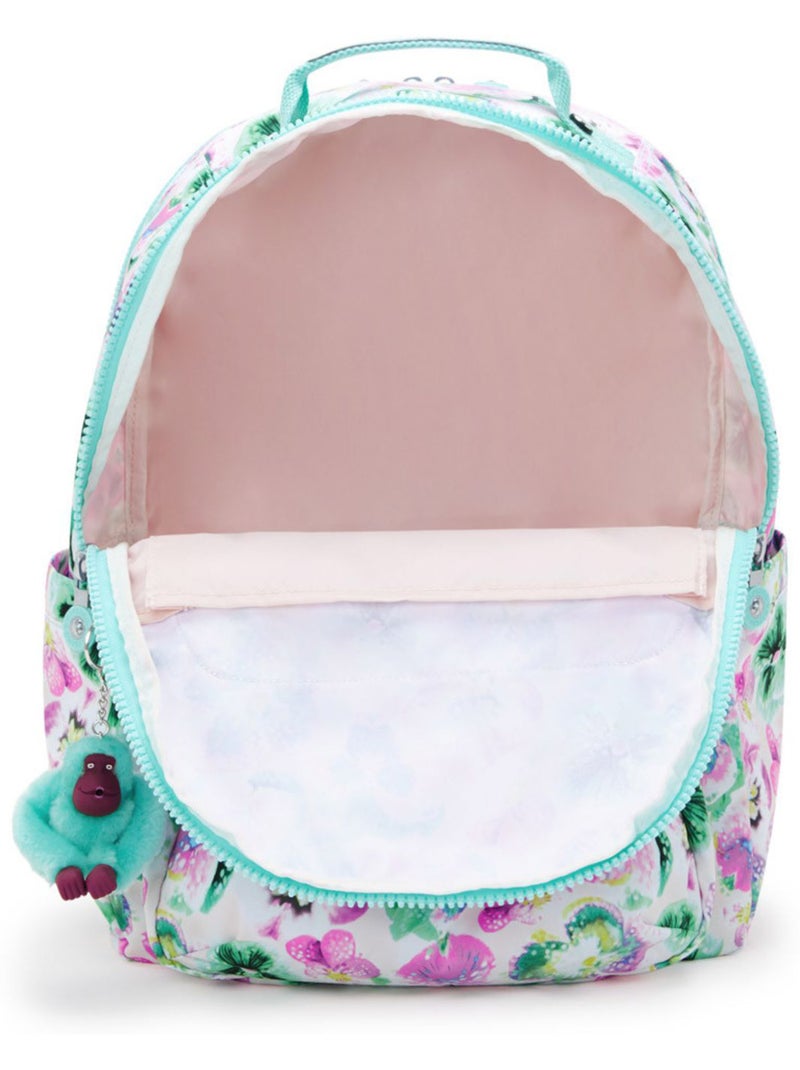 Sac à dos scolaire Kipling Seoul en tissu synthétique imprimé floral Vert/Rose - Kiabi