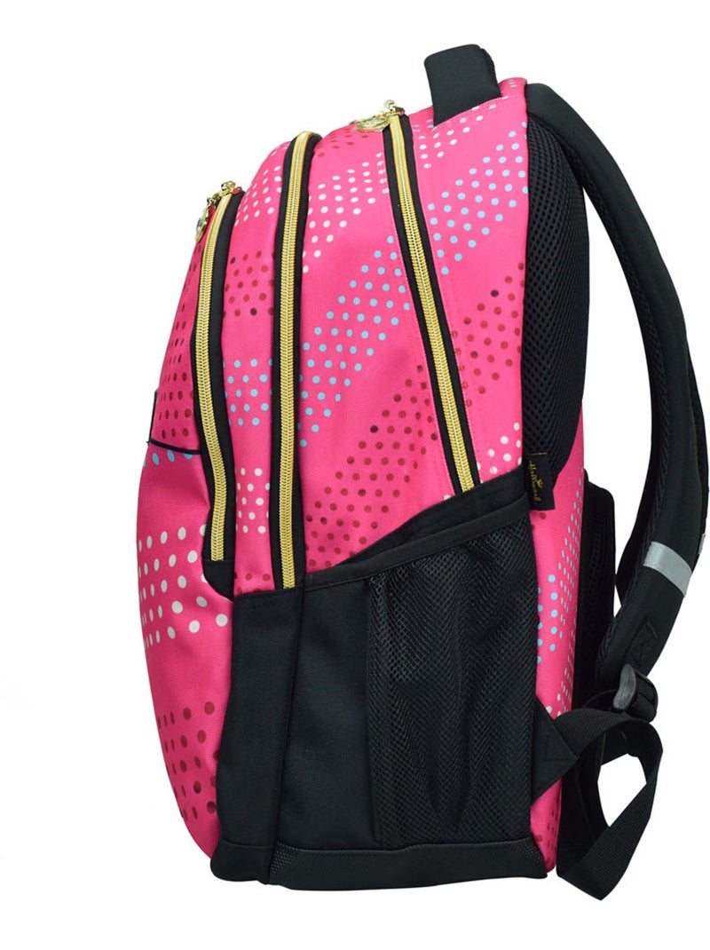 Sac à dos scolaire motif à pois en nylon/polyester Hallmark Blanc Rose Gris - Kiabi