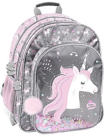 Sac à dos scolaire pailleté Paso avec poche transparente confettis
