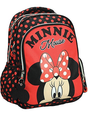 Sac à dos scolaire polyester motif pois Minnie