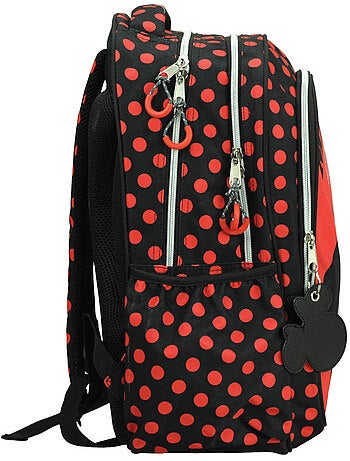 Sac à dos scolaire polyester motif pois Minnie