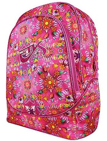 Sac à dos souple motif floral rose 40 cm fermeture zippée