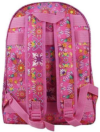 Sac à dos souple motif floral rose 40 cm fermeture zippée