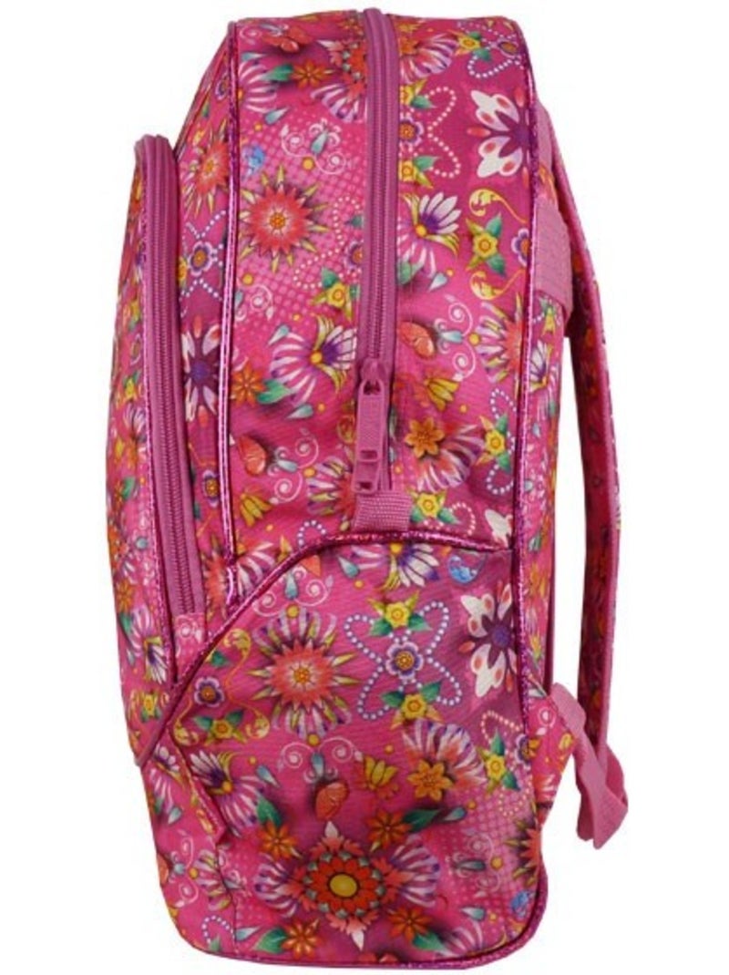 Sac à dos souple motif floral rose 40 cm fermeture zippée Rose fluo - Kiabi