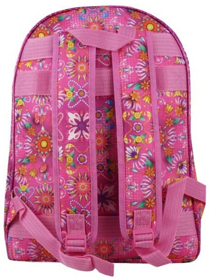 Sac à dos souple motif floral rose 40 cm fermeture zippée Rose fluo - Kiabi