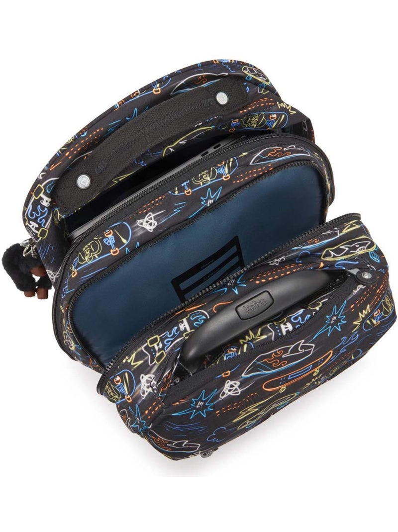 Sac à dos trolley scolaire avec compartiment ordinateur 15 pouces Kipling Noir Jaune Bleu - Kiabi