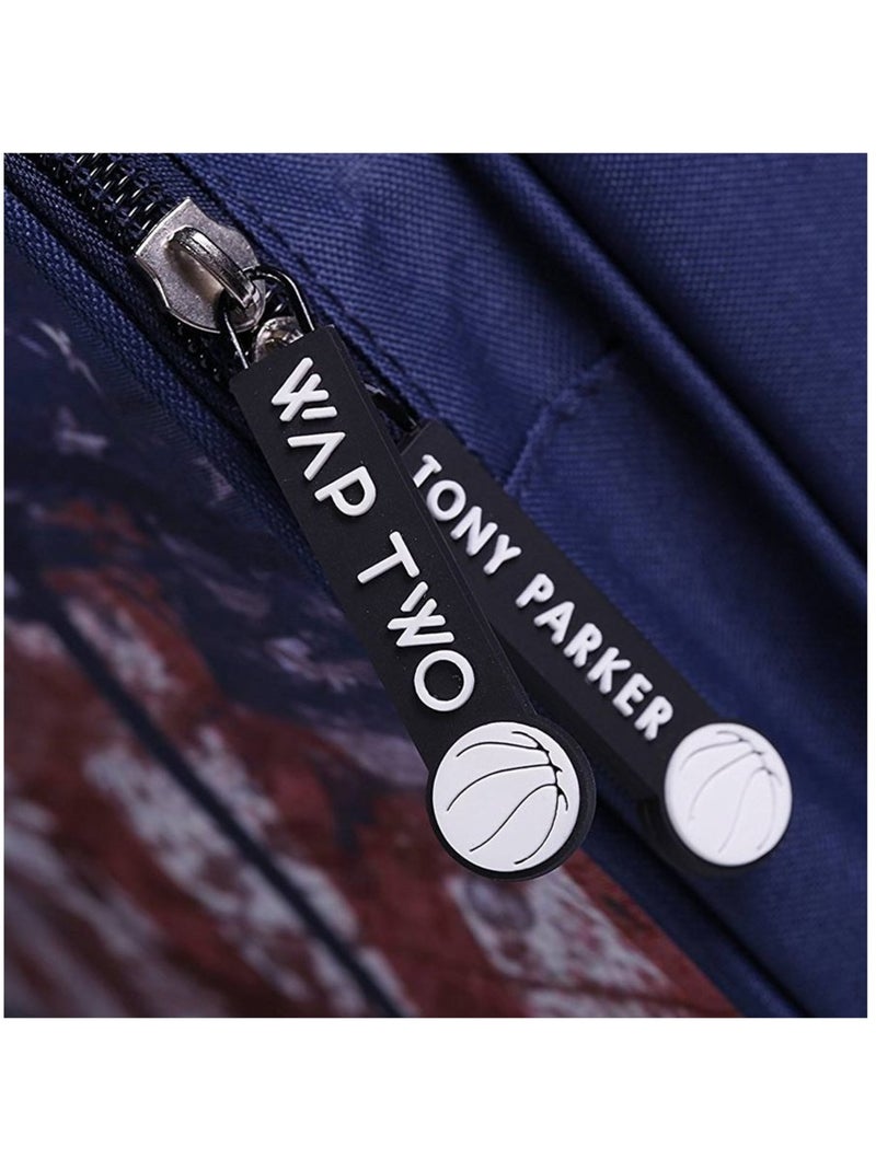 Sac à dos  Wap Two Tony Parker 43 cm 2 zips Bleu marine - Kiabi