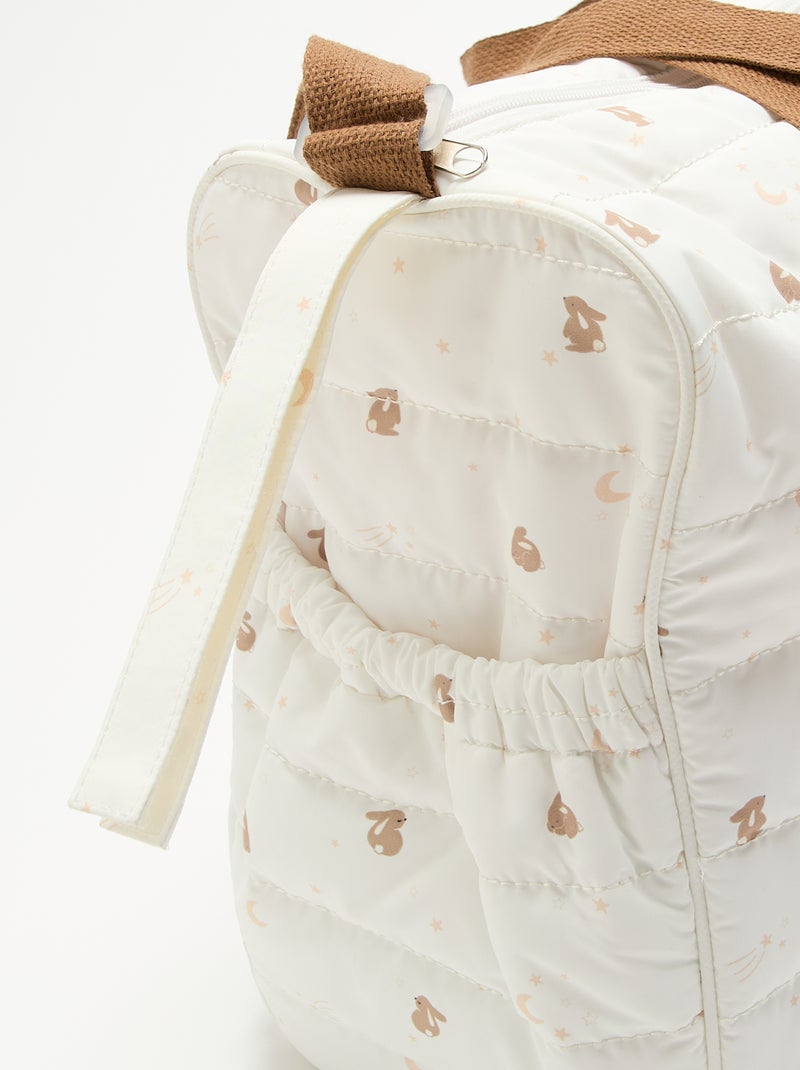 Sac à langer avec tapis à langer à l'intérieur et attache poussette. Blanc - Kiabi