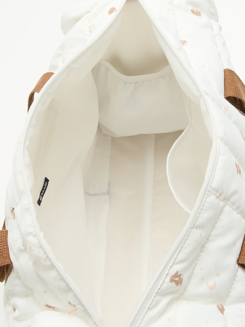 Sac à langer avec tapis à langer à l'intérieur et attache poussette. Blanc - Kiabi