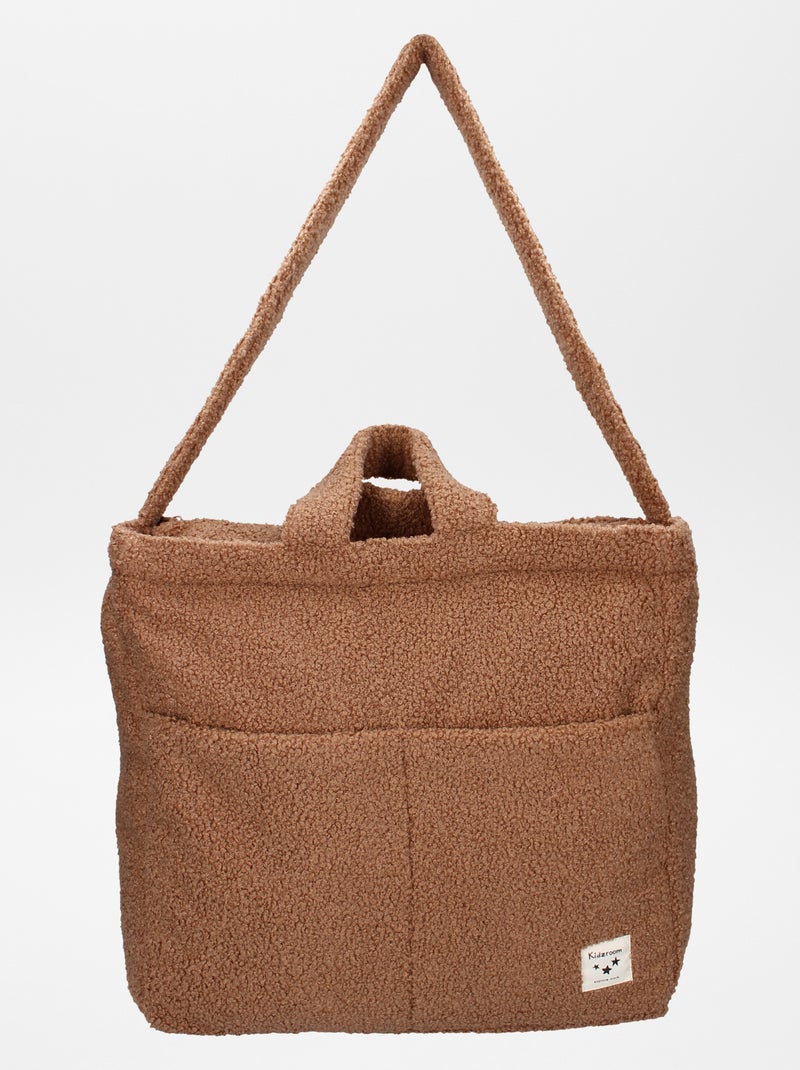 Sac à langer effet moutonné + tapis à langer nomade Marron - Kiabi