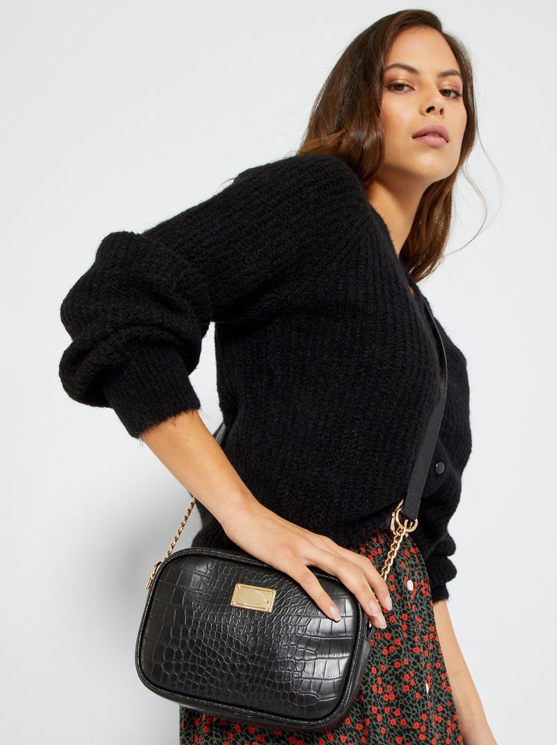 Sac à main effet croco NOIR - Kiabi