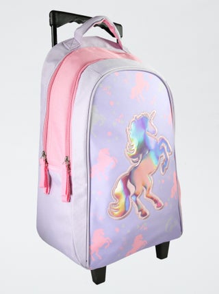 Sac à roulettes holographique licorne