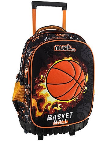 Sac à Roulettes Scolaire Basketball Fire 45 CM - Trolley 3 Compartiments