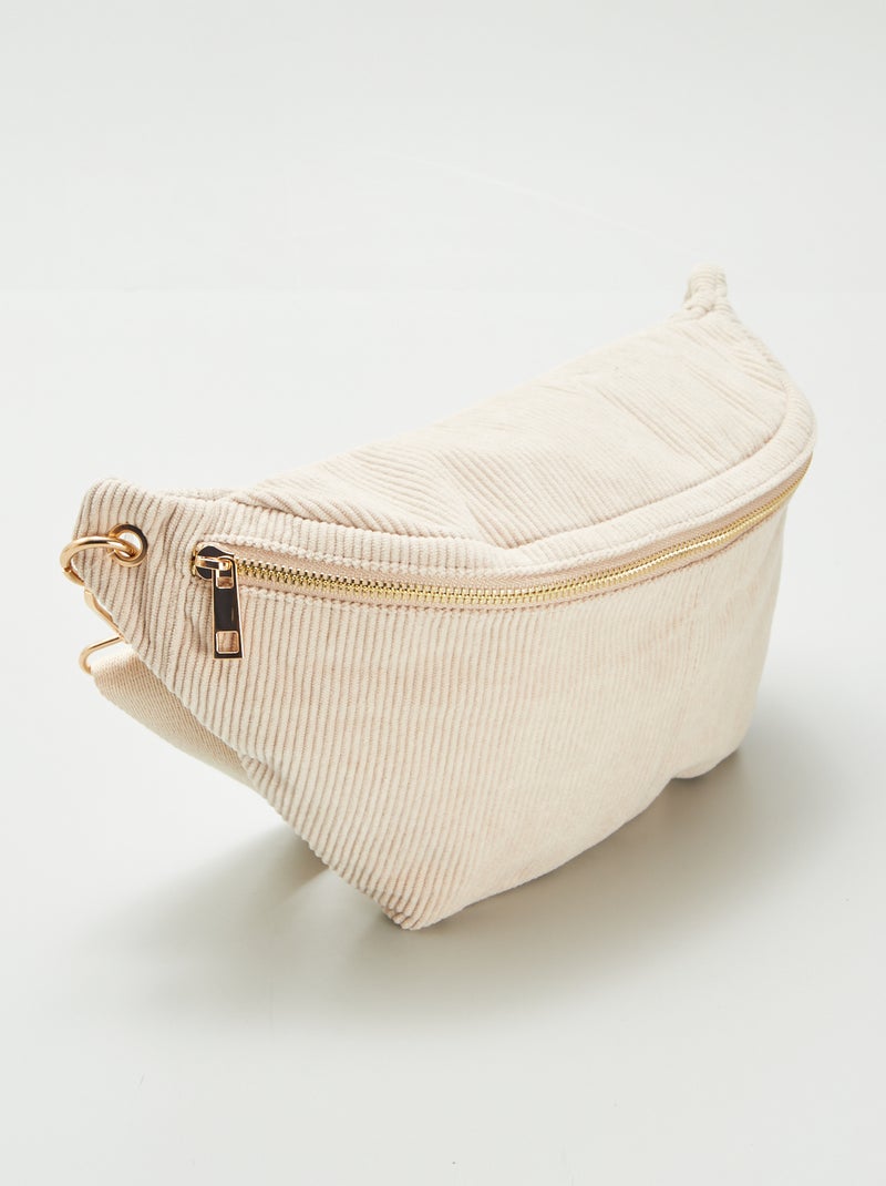 Sac banane en velours côtelé Beige - Kiabi