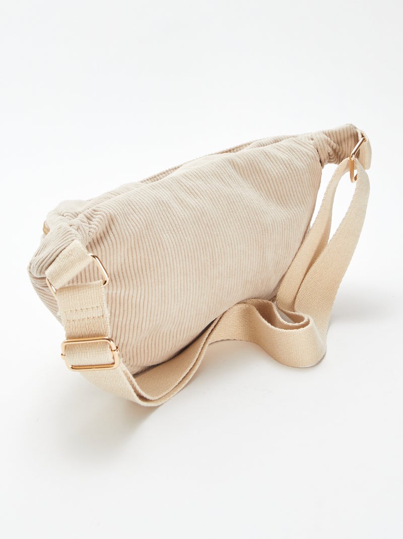 Sac banane en velours côtelé beige Femme Kiabi