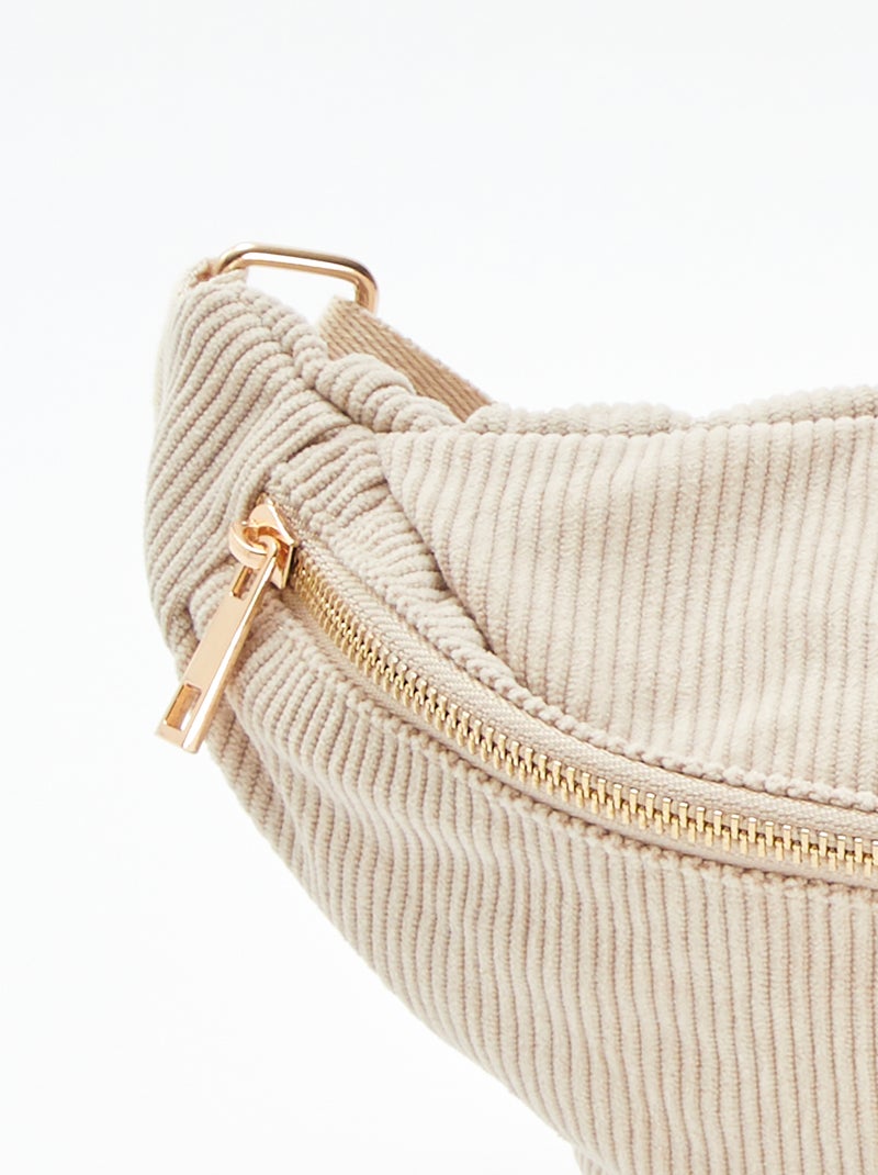 Sac banane en velours côtelé beige - Kiabi