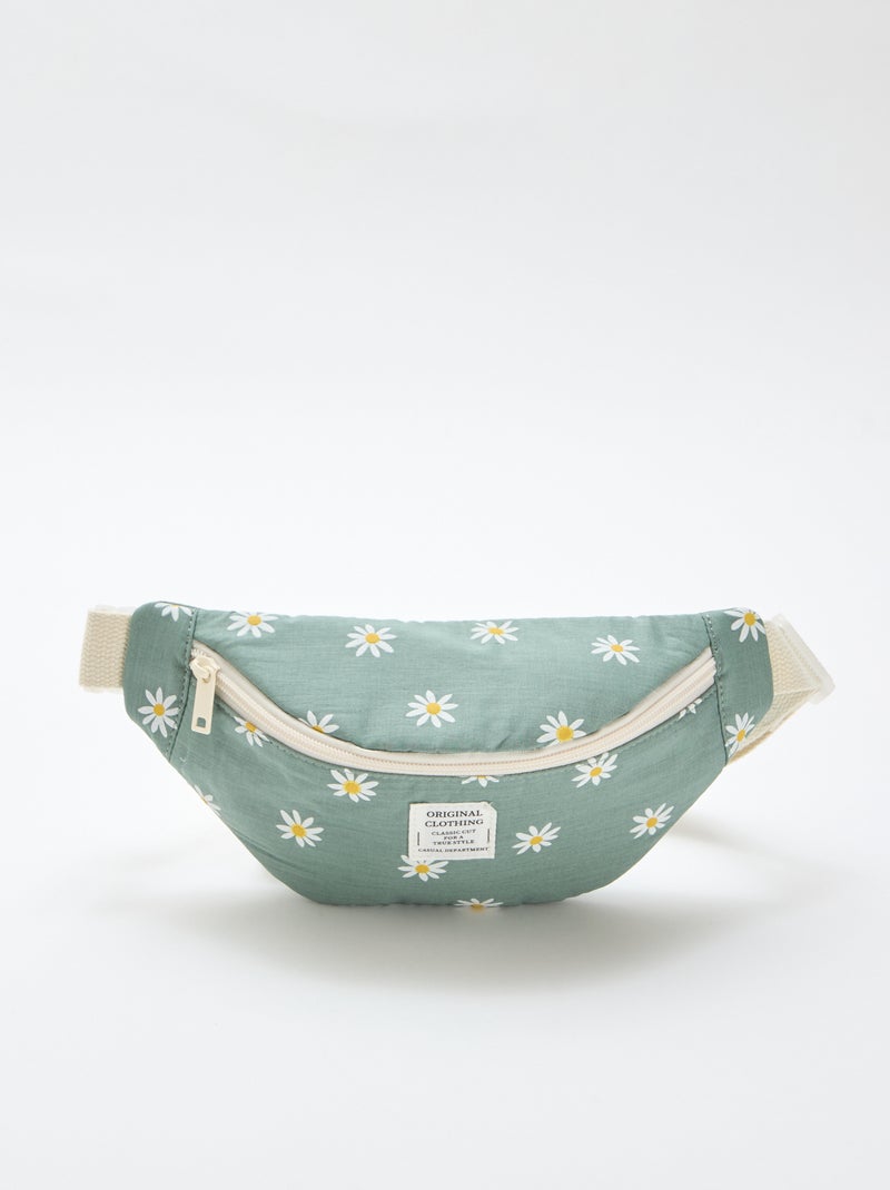 Sac banane imprimé all-over fleuri en coton Vert - Kiabi