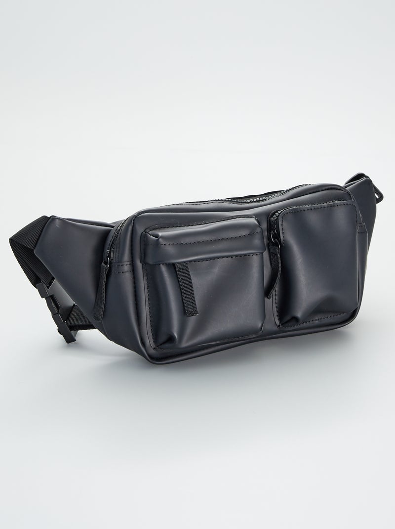 Sac banane multipoches en simili noir - Kiabi